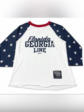 Florida Georgia Line Dig Your Roots Tour Raglan Shirt Small Stars 3/4 Sleeve
